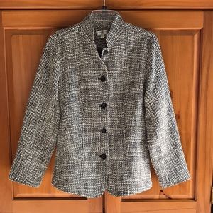 Coldwater Creek tweed jacket, black/white, size medium.